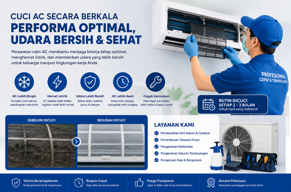 Pentingnya Cuci AC Secara Berkala untuk Menjaga Performa dan Kesehatan Udara