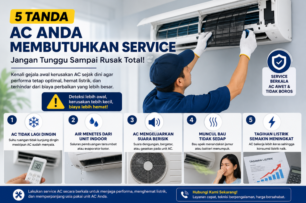 5 Tanda AC Anda Membutuhkan Service, Jangan Tunggu Sampai Rusak Total